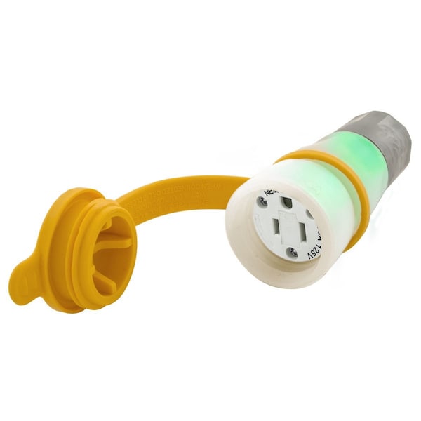 Watertight Straight Blade Connector, 5-15R, 15 A, 125V AC, 2 Pole, 3 Wire, Screw Terminals, Clear